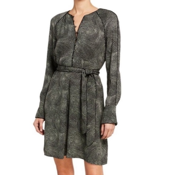 Equipment Femme Abelina Belted Dress True Black Sandshell Size 8 P1 - Picture 1 of 9